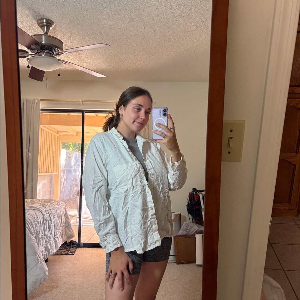 Linen White Button-Up Shirt
